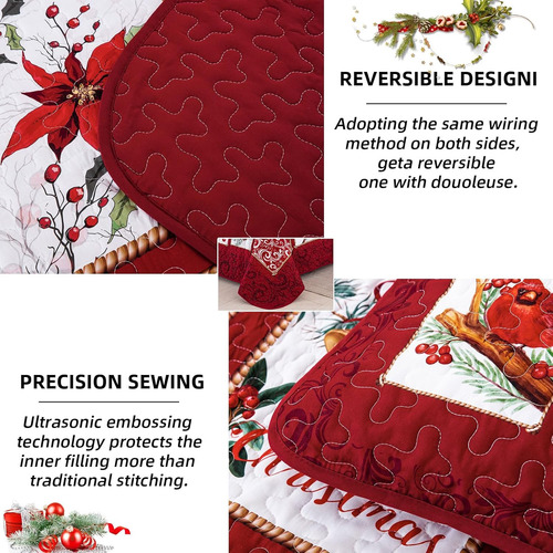 Colcha De Navidad Queen Size 3 Piezas Parche...