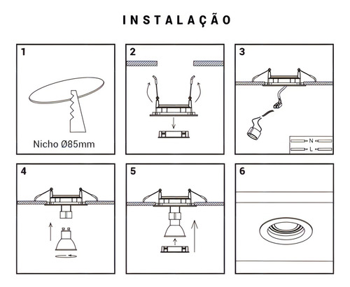 Spot Decor Redondo Black + Decker Embutir Mr16 Conector Gu10 Cor Branco C/ Preto
