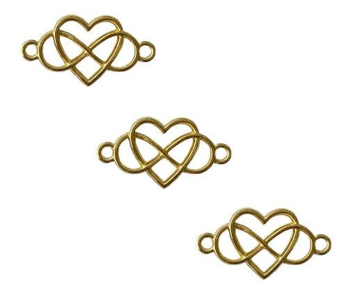 Conector Corazon Con Infinito Dorado 2.5x1.2 Cms, 100 Pzas