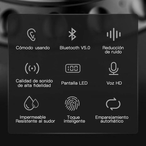 Wy Audífonos Inalámbricos Bluetooth 5.0 Táctil+led