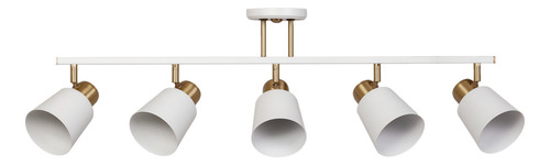 Aplique Spot Riel 5 Luces Pepa Vintage Movil E-27 Apto Led F Estructura Blanco/dorado