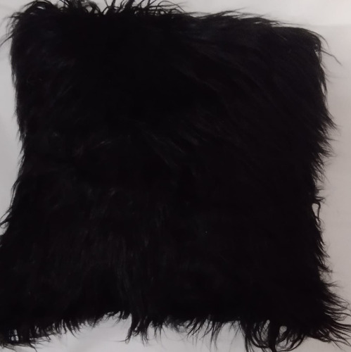 Funda De Almohadón Peluche Pelo Largo Super Suave 40x40 Negro