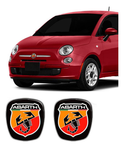 Kit 2 Adesivos Emblemas Fiat 500 Abarth 2009 Até 2017