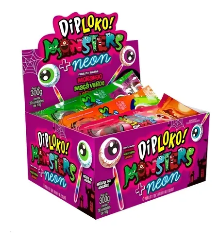 comprar Pirulito Diploko Brilha No Escuro Monsters Olho Neon Cu002F30