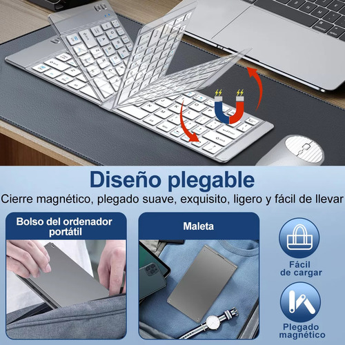 Kit de teclado y ratón inalámbrico recargable Iotwe SBJP para jugadores, conexión Bluetooth, resistente a salpicaduras, incluye batería, diseño negro
