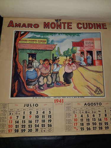 Imagen 3 de 4 de Antiguo Almanaque. Amaro Monte Cudine. Año 1941. 51298.