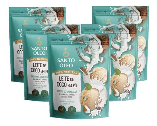 Leite De Coco Em Pó Zero Lactose 1kg (5un 200g) Santo Óleo