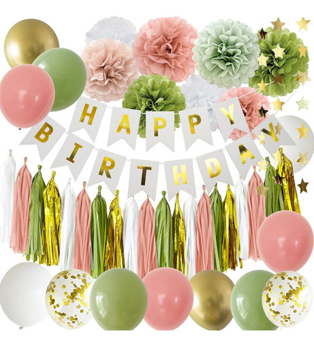 Ansomo Decoraciones De Fiesta De Feliz Cumpleaños, Color Ver