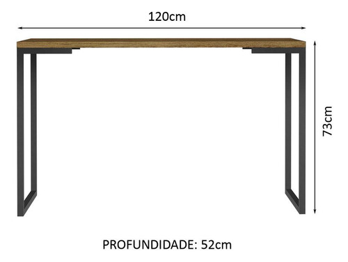 Set de oficina con mesa industrial y estante, color negro y rústico Madesa Pr