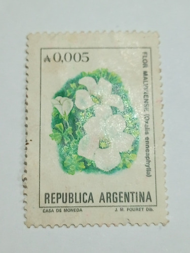 Estampilla Flor Malvinense 0,005 Australes 