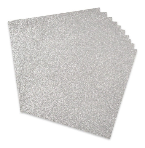 Cartulina Diamantada Glitter Escarchada 30x30 10pz Plateado