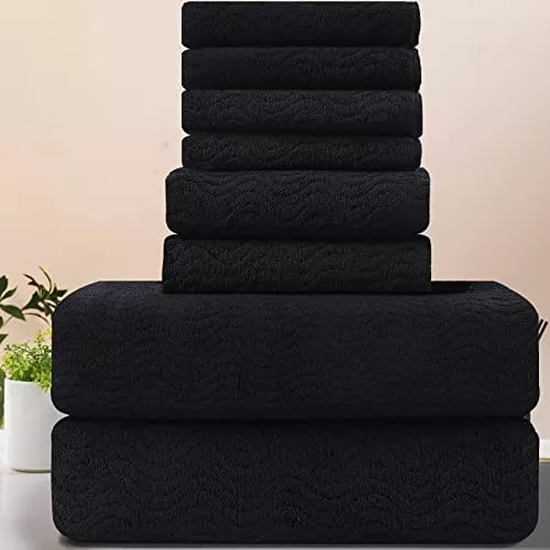 Juego de 4 paños de 13 x 13 pulgadas, juego de toallas negras para baño,  altamente absorbentes y de secado rápido para uso diario, toallas multiusos