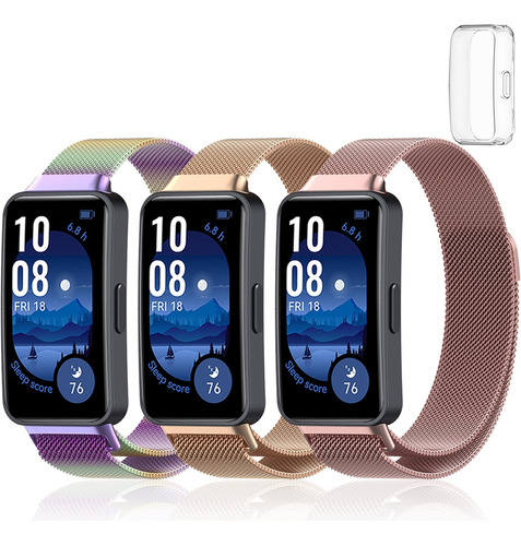 3 Correa De Acero Milanés + Tpu Funda Para Huawei Band 9 8