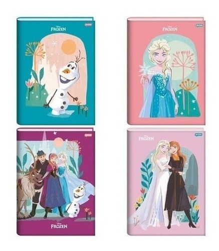 Caderno Disney Frozen 1/4  80f Brochura Pequeno Jandaia