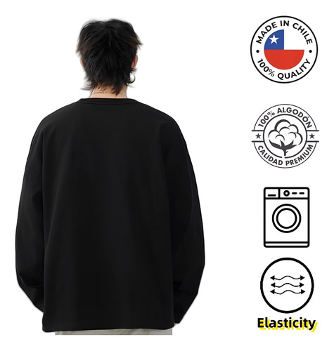 Camiseta Polera Algodón Cuello Redondo Manga Larga Unisexo