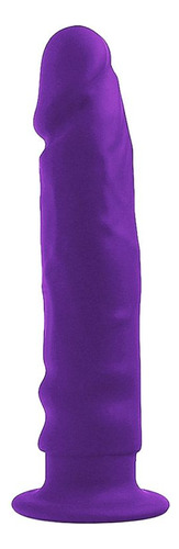 Pênis Super Fino Com Ventosa Em Silicone 14x3cm Cor Roxo