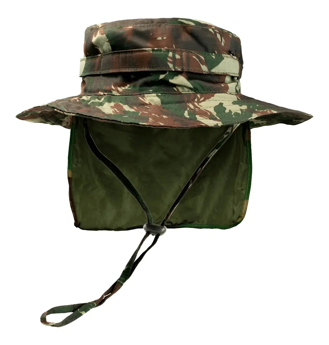 Chapéu Pescador Biólogo Com Protetor Nuca Em Rip Stop Liso Cor Exército Tamanho G