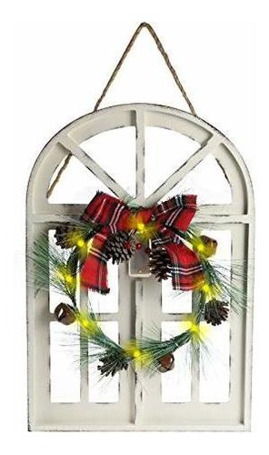 Mortime Led De Navidad Corona De Madera De La Ventana Cd7sr