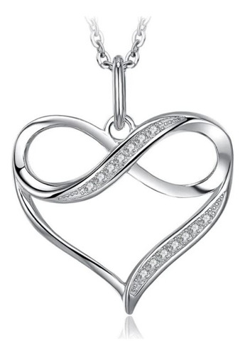 Collar Joya De Plata Esterlina 925 Forma Corazón Infinito