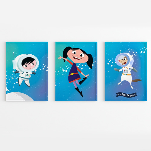 Kit 3 Quadros Decorativos Infantil Para Quartos Show Da Luna Cor Slelkqd.024.001