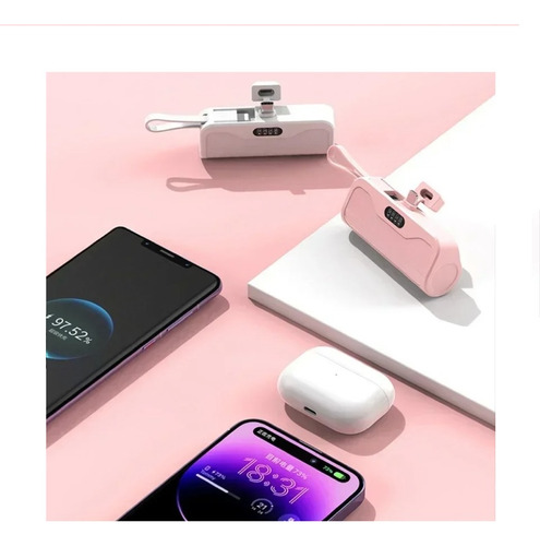 Mini Power Bank 5000mah Compatible Usb-c Y Lightning