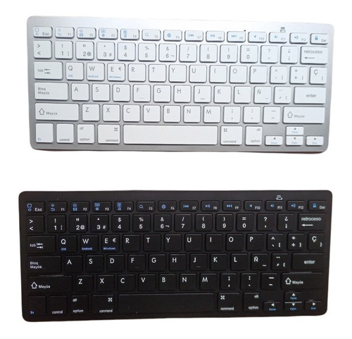 Teclado Inalámbrico Bluetooth Blanco Usa Batería Triple A 