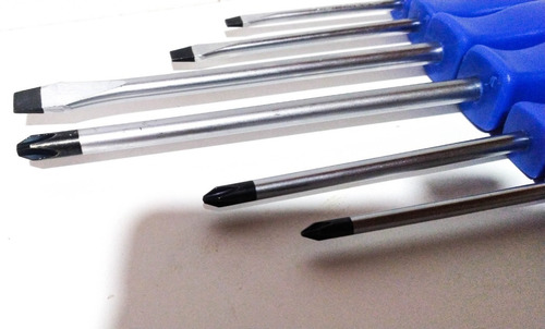 Chave de fenda de ponta plana Uyustools Deg-604 com alça de plástico ergonômica, pacote x 6 unidades