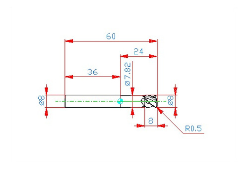 Fresa Tórica De Cuello Largo Hrrs4080-05-24s Union Tool 8x24