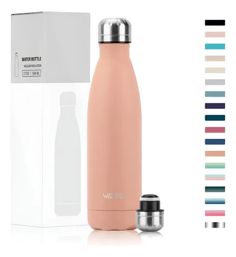Garrafa Térmica 500ml Aço Inox Portátil Camping Viagem Cafe Pêssego Rosa