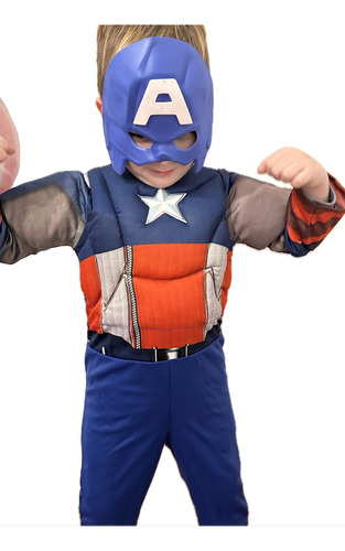 Disfraz Capitán América Musculoso Talle 4 Azul 4