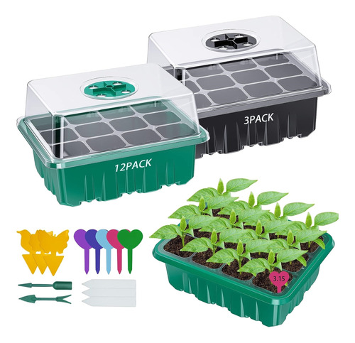 Kit Inicio Semillas Cultivo 15 Bandejas De 12 Celdas 