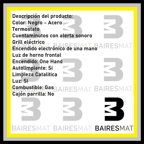 Imagen 2 de 4 de Horno Empotrable Multigas Con Grill Orbis 960 Ap3 60l