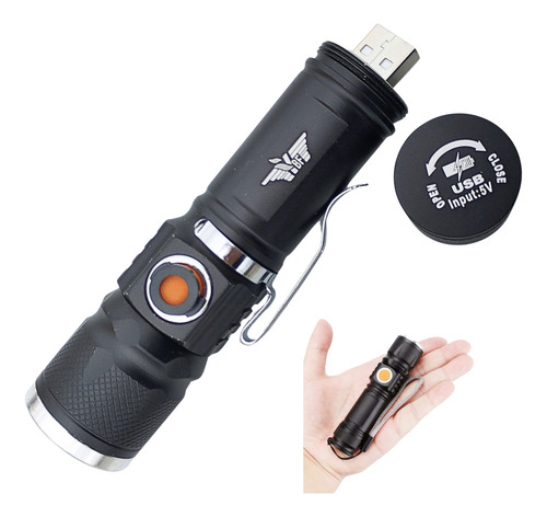 Lanterna Tática Militar Led T6 Zoom Potente Usb Recaregável