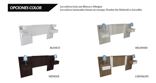 Imagen 9 de 9 de Respaldo Sommier Cama Mesas De Luz 140 A 200 Cm 3006 A24