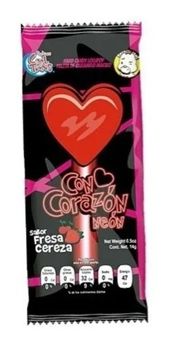 Paleta Corazon Palito Luminoso Brilla 24pz Glow Tipo Alien