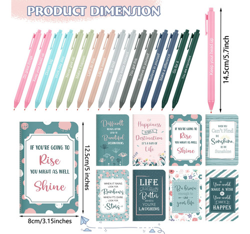 Set De 32 Bolígrafos Y Cuadernos Notas Inspiradoras