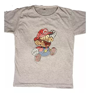 Remera Super Mario Bros - Mario Letras - 100% Algodón