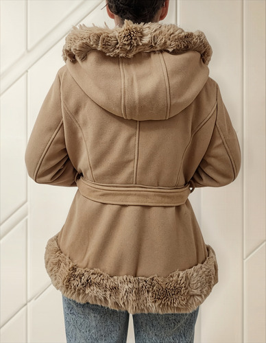 Campera Paño Mujer Emprelle Con Corderito Y Capucha