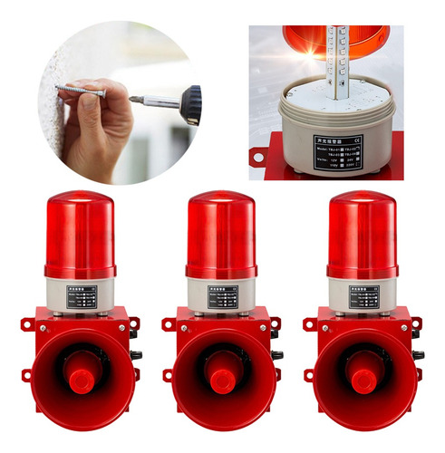 3 Unidades De Sirene Industrial 24v,130db Aviso De