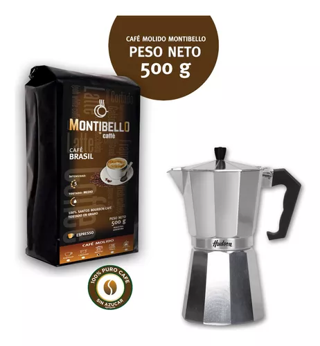 Cafetera Italiana Hudson 6p + Cafe Montibello Brasil 500g - $ 52.810,87