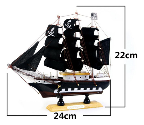 Modelo De Barco De Vela Pirata Negro