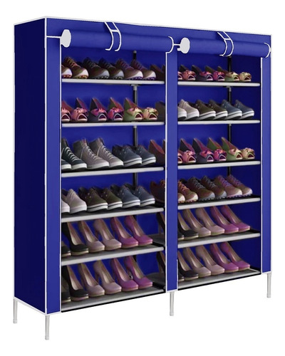 Zapatera Organizador Funda Zapatos 36 Pares Compartimientos Color Azul Marino