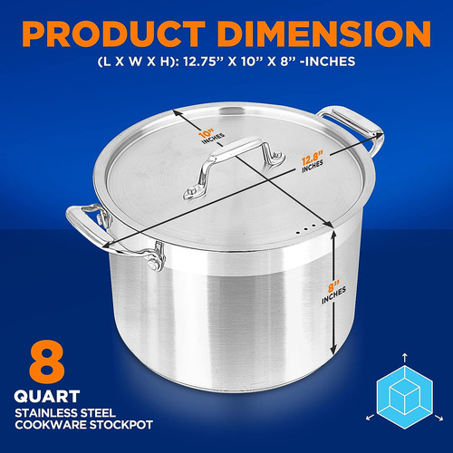 Olla De Acero Inoxidable De 8 Cuartos De Galon - Olla Gra...