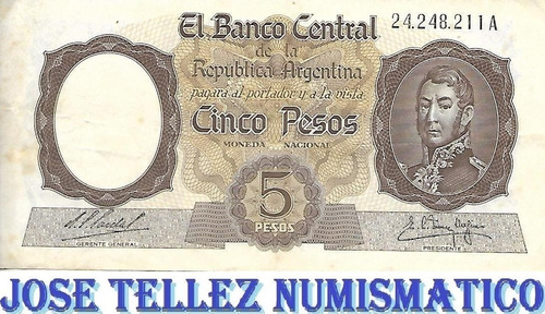 Bottero 1921 5 Pesos  Moneda Nacional Serie A Mb- Palermo