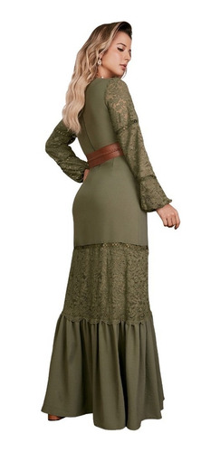 Imagem 2 de 2 de Vestido Longo Com Renda Fascínius