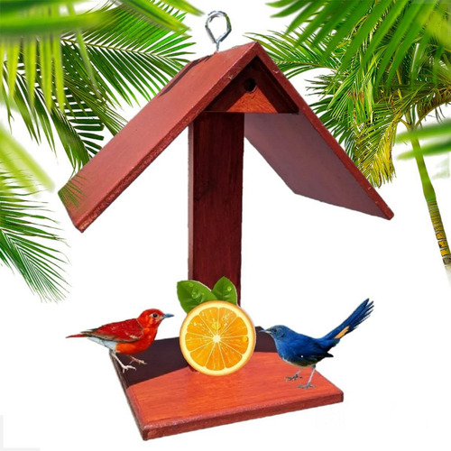 Comedouro Tratador Para Pássaros Livres Frutas Mdf