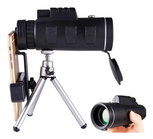 Mini Telescópio Monocular Portátil Zoom 40x60 C/ Tripé Cor Preto