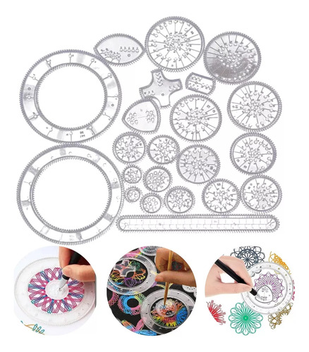 Set 22 Engranajes Juego Espirógrafo Dibujo Espiral Niños F