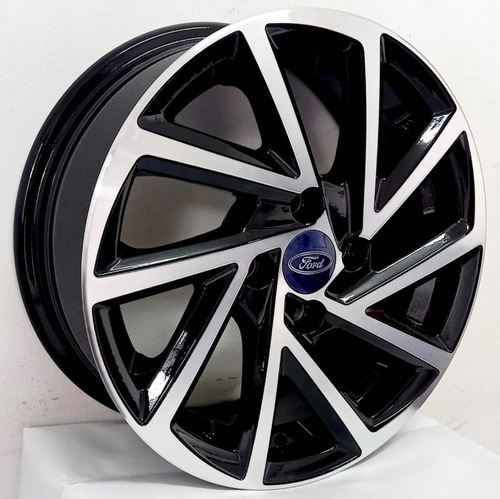 Jogo De Rodas Aro15 4x108 P/ Ford New Ka Fiesta R-seven S275 Cor Preto Diamantada 4x108