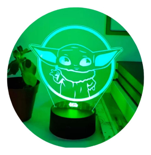 Grogu Baby Yoda Lámpara Led 3d Rgb Táctil 7colores Star Wars